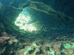 Chapel Dive Site, diving in cyprus, cyprus diving adventures, swim through inside